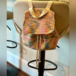 Boho Crochet Multi Color Backpack Purse